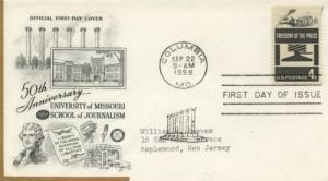 1958 Freedom of the Press (Scott 1119) Univ Missouri  FDC