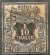 Hanover  6 Used 1851 1/10th Coat of Arms CV $55.00