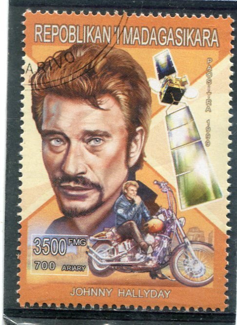 Malagasy 1999 JOHNNY HALLYDAY Harley Davidson 1 value Perforated Fine Used