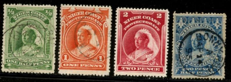 NIGER COAST PROT. Sc#43-46 SG#51-54 1894 QV ½p-2½p Used & Mint