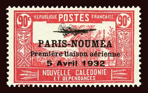 NEW CALEDONIA Scott #198 1933 Paris-Noumea overprint OG H