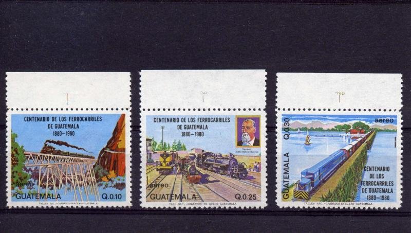 Guatemala 1983 NATIONAL RAILROAD TRAINS set Perforated Mint (NH)