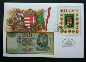 Hungary Emblem 2000 Flag King Royal FDC (banknote coin cover) *3 in 1 *rare