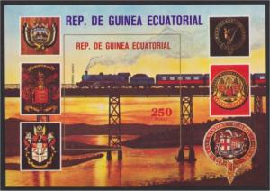 EQ. GUINEA RAILWAY SHEETLET 1978 MHN OLD LOCOMOTIVE