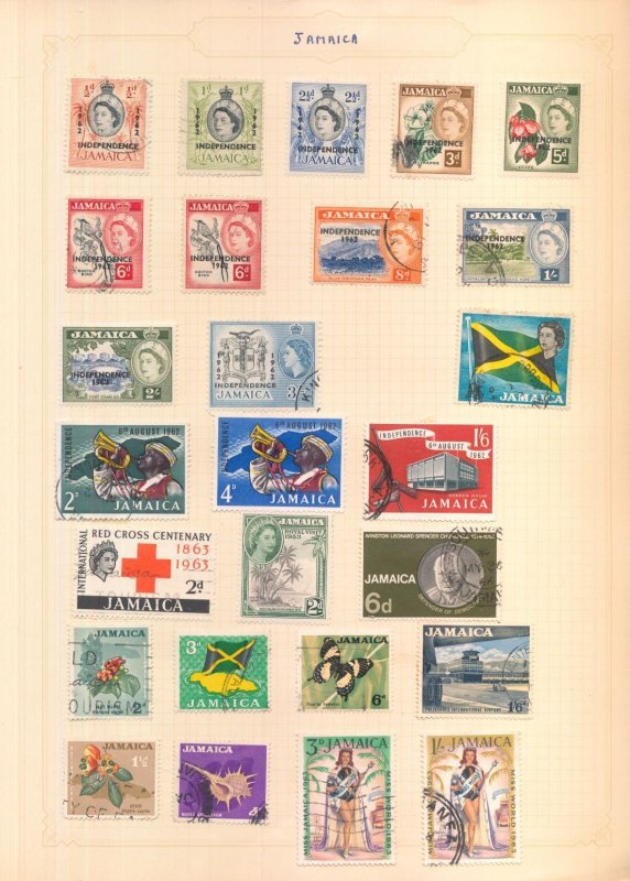 Jamaica QV/QE Used on 6 Pages (Apx 100 Items) (AB302 