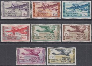 FR EQUATORIAL AFRICA Sc# C-8 CPL MNH SET of 8 AIRMAILS, HYDROPLANES