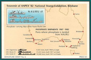 Nauru 1982 Anpex Phosphate Shipments MS, MNH 256,SGMS271