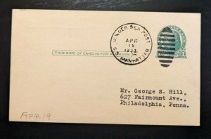 1933 SS Manhattan Sea Post Cover to Philadelphia PA