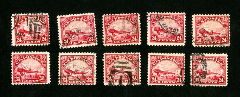 US Stamps # C6 VF Used Lot of 10 Scott Value $275.00