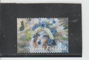 Finland  Scott#  1583a-1583c  Used  (2019 Dog with Floral Headdress)