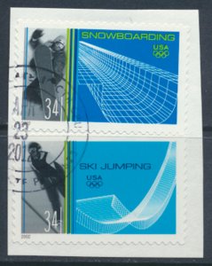 USA SC# 3552-3553 Used  Ski Jumping Skate Boarding Olympics see details / scan