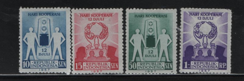 Indonesia 441-444 (4) Set, Hinged, 1957 Cooperation Day