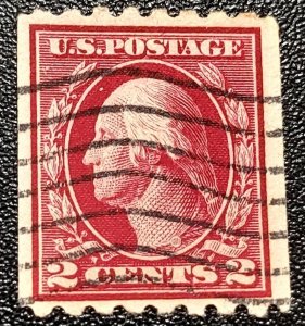 Scott Stamp# 411 -1912 2 Cent Washington Coil Stamp, Carmine. SCV $50.00