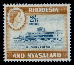 RHODESIA & NYASALAND QEII SG28, 2s 6d lt blue & yel-brown, NH MINT. Cat £15.