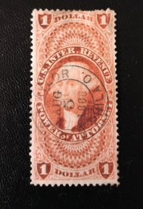 US #R75 Used $1 Revenue Stamp Power of Attorney Red VF 1872