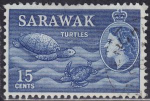 Sarawak 204 USED 1955 Sea Turtles
