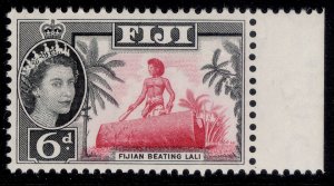 FIJI QEII SG314, 6d carmine & black, NH MINT.