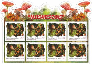 Stamps.Mushrooms, Plants, Benin 2022 year , 6 sheet perforated