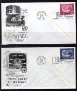 UN New York 112-113 Outer Space Artcraft Set of Two U/A FDC