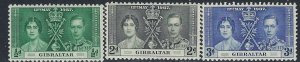 Gibraltar 104-06 MNH 1937 KGVI Coronation (ak4446)