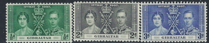 Gibraltar 104-06 MNH 1937 KGVI Coronation (ak4446)