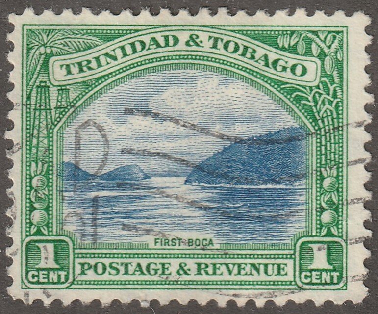 Trinidad and Tobago, stamp, Scott#34,  used, hinged, paper fold on reverse