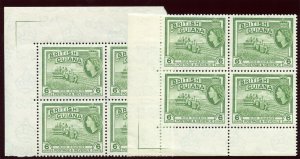 British Guiana 1953 QEII 6c in both listed shades in blocks MNH. SG 336, 336a.