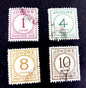 Mayala, Johore #J1-4, Used/VF, light cancel Postage Dues, 1938