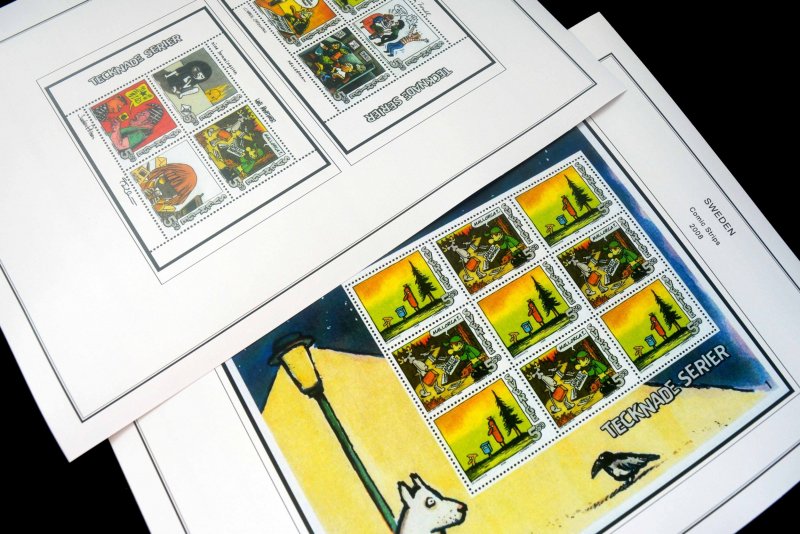 COLOR PRINTED SWEDEN 2000-2010 + 2011-2019 STAMP ALBUM PAGES (131 illust. pages)