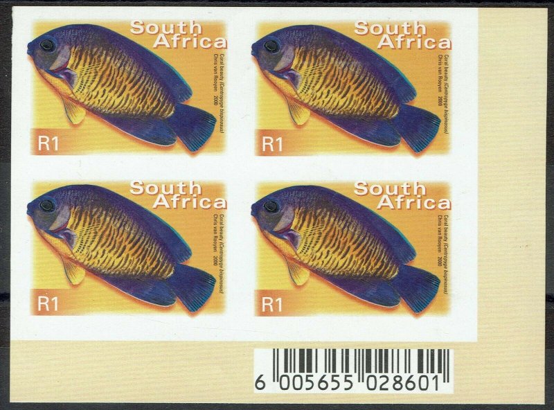 SOUTH AFRICA 2000 FISH R1 ERROR IMPERF BLOCK MNH **