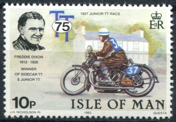 Isle of Man Sc#215 MNH, 10p multi, 75th Anniversary of Tourist Trophy Motorcy...