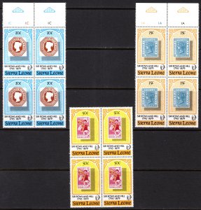 Sierra Leone 1979 Sc#459/461 STAMPS ON STAMPS/ROWLAND HILL Block of 4 MNH
