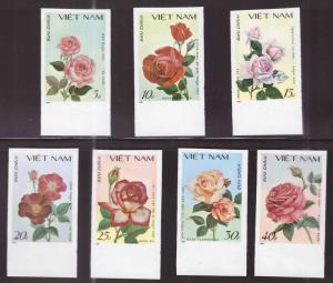 Unified Viet Nam Scott 1823-1829 Imperforate Rose Flower stamp set NGAI CV$15