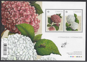 Canada #2896 MNH souvenir sheet, hydrangeas, issued 2016