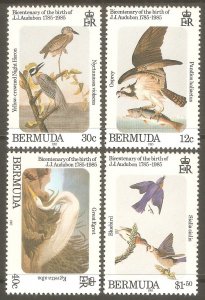 BERMUDA Sc# 465 - 468 MNH FVF Set4 Audubon Birds Bluebird Osprey Heron Alba