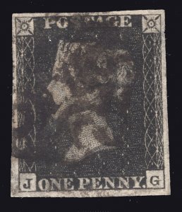 MOMEN: GREAT BRITAIN SG #1 1840 PENNY BLACK USED LOT #66836*