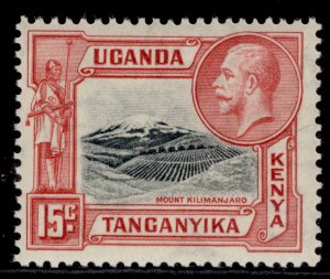 KENYA UGANDA TANGANYIKA GV SG113, 15c black & scarlet, LH MINT.