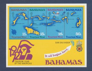 BAHAMAS - Scott 343 - MNH S/S - Map, Tourism - 1972