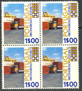 PORTUGAL 1972 1e International Union of Road Transport Issue BLK4 Sc 1144 MNH