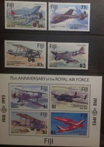 FIJI 1993 RAF SET & M/SHEET SG873/877 UNMOUNTED MINT