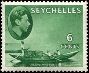 Seychelles SC# 129  Fishiing Canoe 6c Ordinary Paper MH