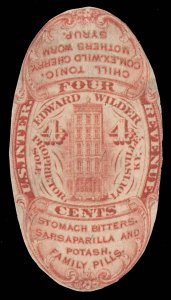 US # RS267b Edward Wilder VERMILLION REVENUE SILK PAPER CAT. $2,250 LOT #96697*