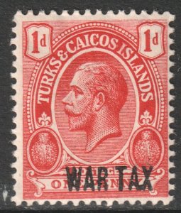 Turks Caicos Scott MR1 - SG140, 1917 War Tax 1d 1st printing MH*