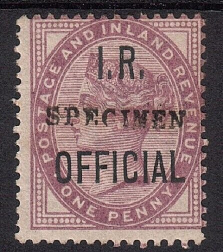 GB I R OFFICIAL 1882 QV 1d SPECIMEN overprint - mint no gum - cat £180.....17753
