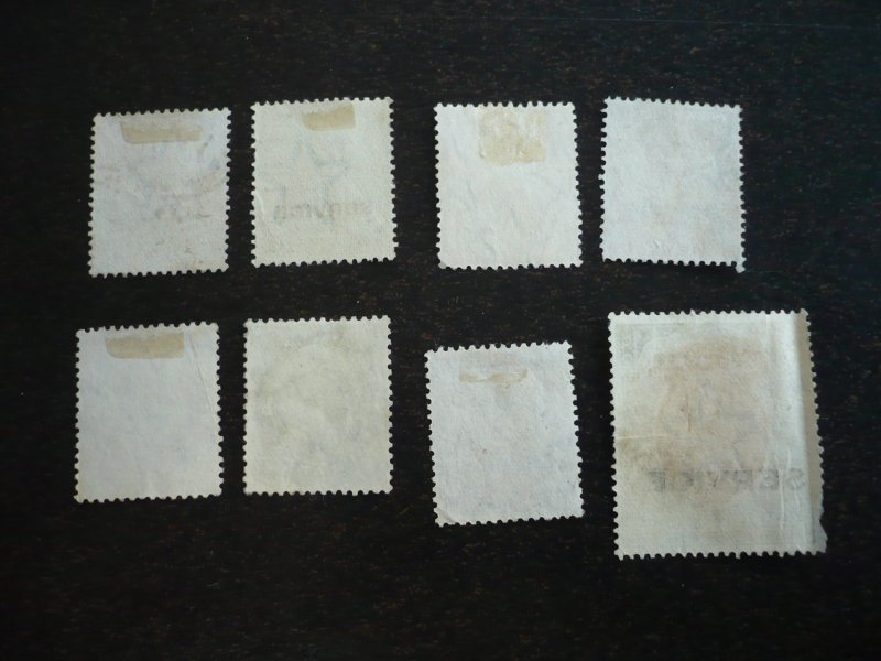 Stamps - India - Scott# O78-O82, O85, O90, O96 - Used Partial Set of 8 Stamps