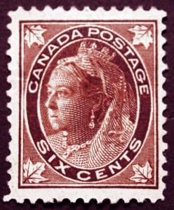 Canada #71 6c Brown 1897 Queen Victoria  Maple Leaf VF *MLH*