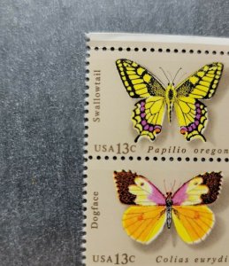 Scott #1712-1715 Butterflies Plate Block of 20 Stamps - MNH