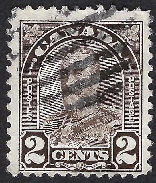 Canada #166 2¢ King George V (1931). Dark brown. Good centering. Used.