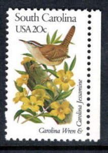 US 1992 MNH State Birds/Flowers South Carolina Carolina Wren/Jasmine