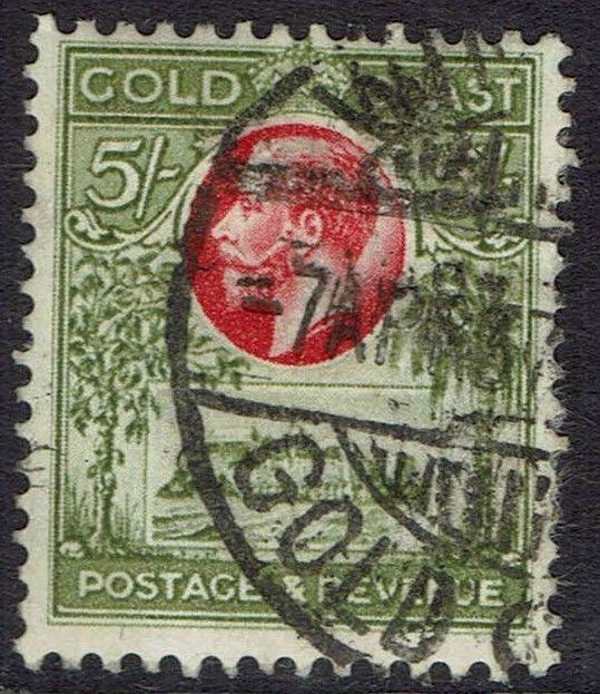 GOLD COAST 1928 KGV CASTLE 5/- USED TOP VALUE